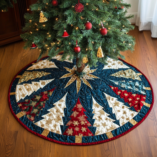 Frosty Jubilee Quilted Christmas Tree Skirt NCU0DV1032