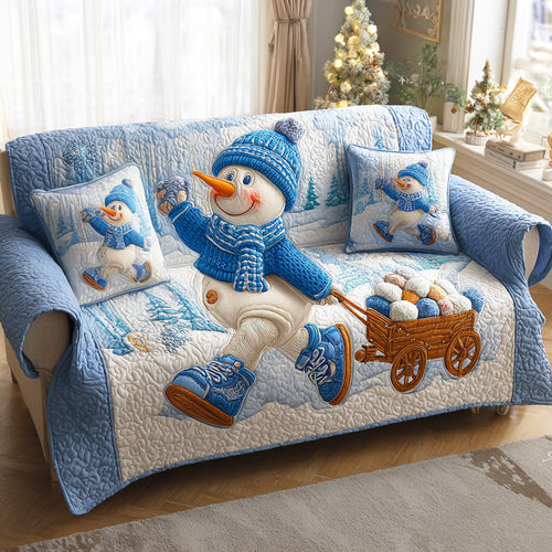Frosty Winter Joy Quilted Sofa Cover NCU0TD1033