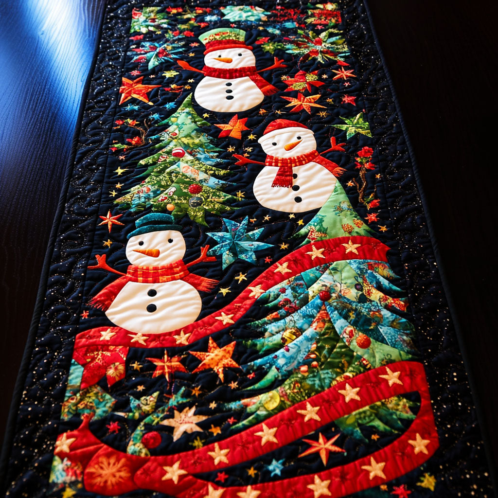 Cheerful Frost Quilted Table Runner NCU0TH3351