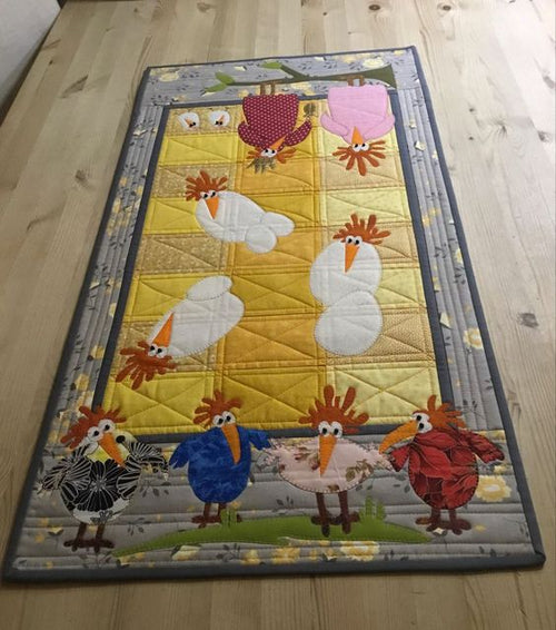 Funky Fowl Fest Quilted Table Runner NCU0DT002