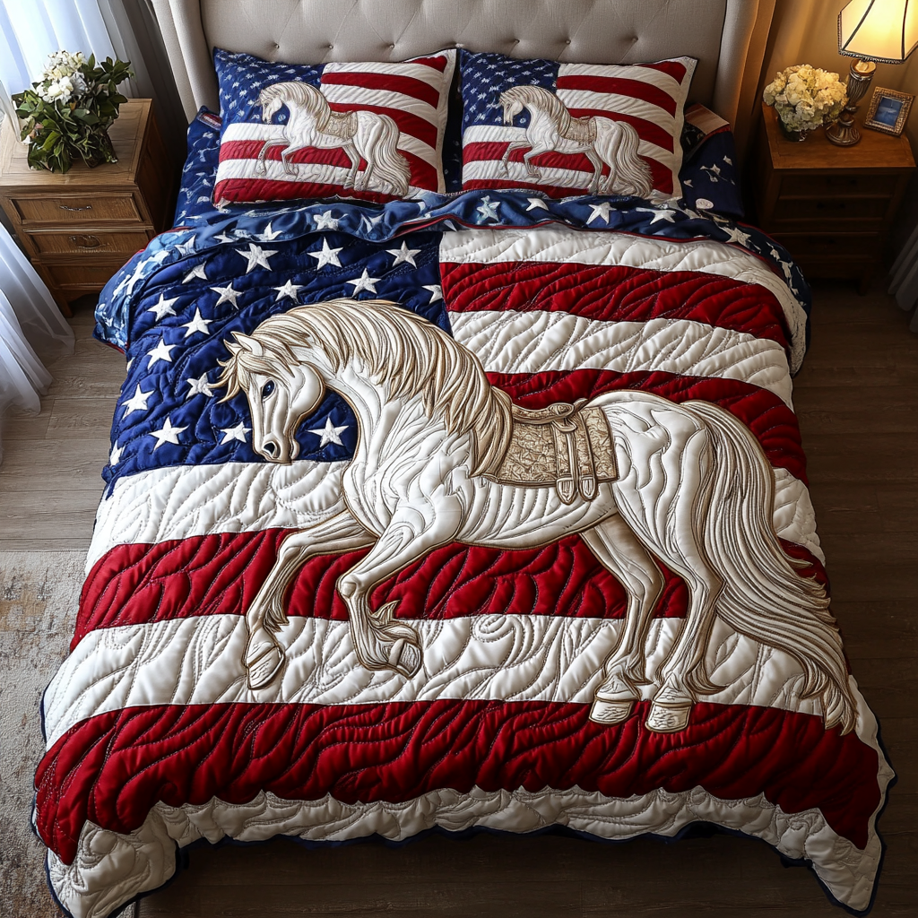 Glory Star 3-Piece Quilted Bedding Set NCU0NTD1767