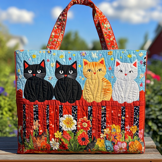 Garden Cat Quilted Tote Bag NCU0DK9704