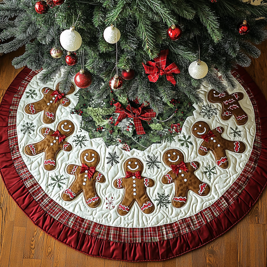 Gingerbread Charm Christmas Quilted Tree Skirt NCU0DK10487