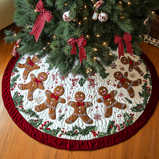Gingerbread Joy Christmas Quilted Tree Skirt NCU0DK10486