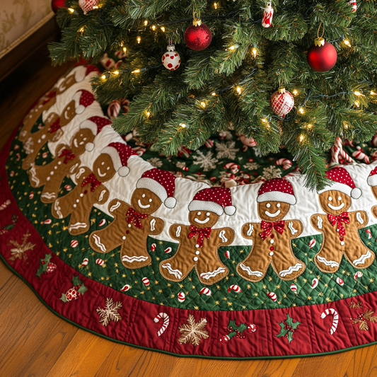 Gingerbread Whimsy Christmas Quilted Tree Skirt NCU0DK10488