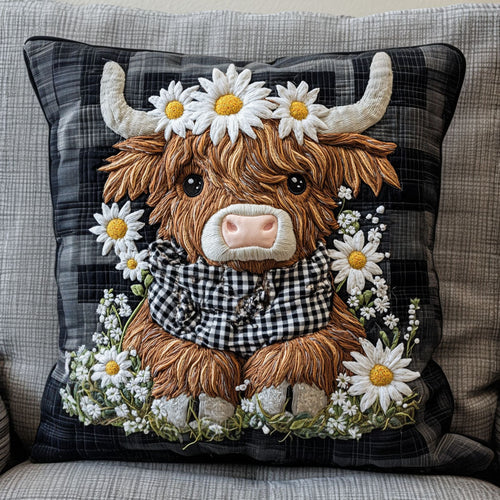 Gingham Daisy Moo Quilted Pillow Case NCU0NT5739