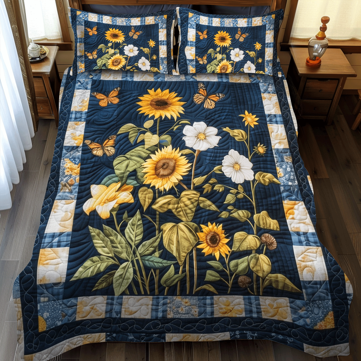 Sunflower Glow 3-Piece Quilted Bedding Set GFTOMA8371