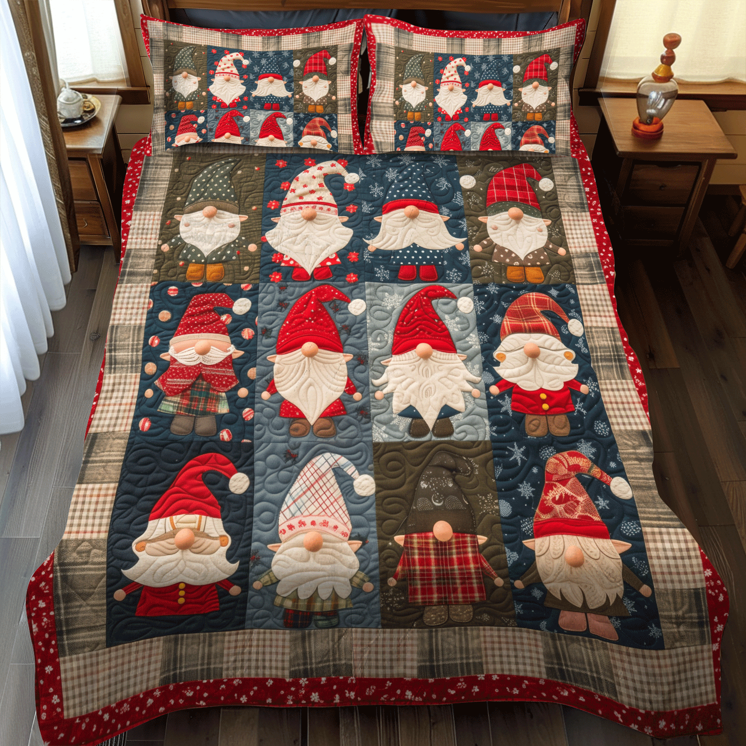 Trippy Gnome Sanctuary Quilted Blanket NCU0PT475