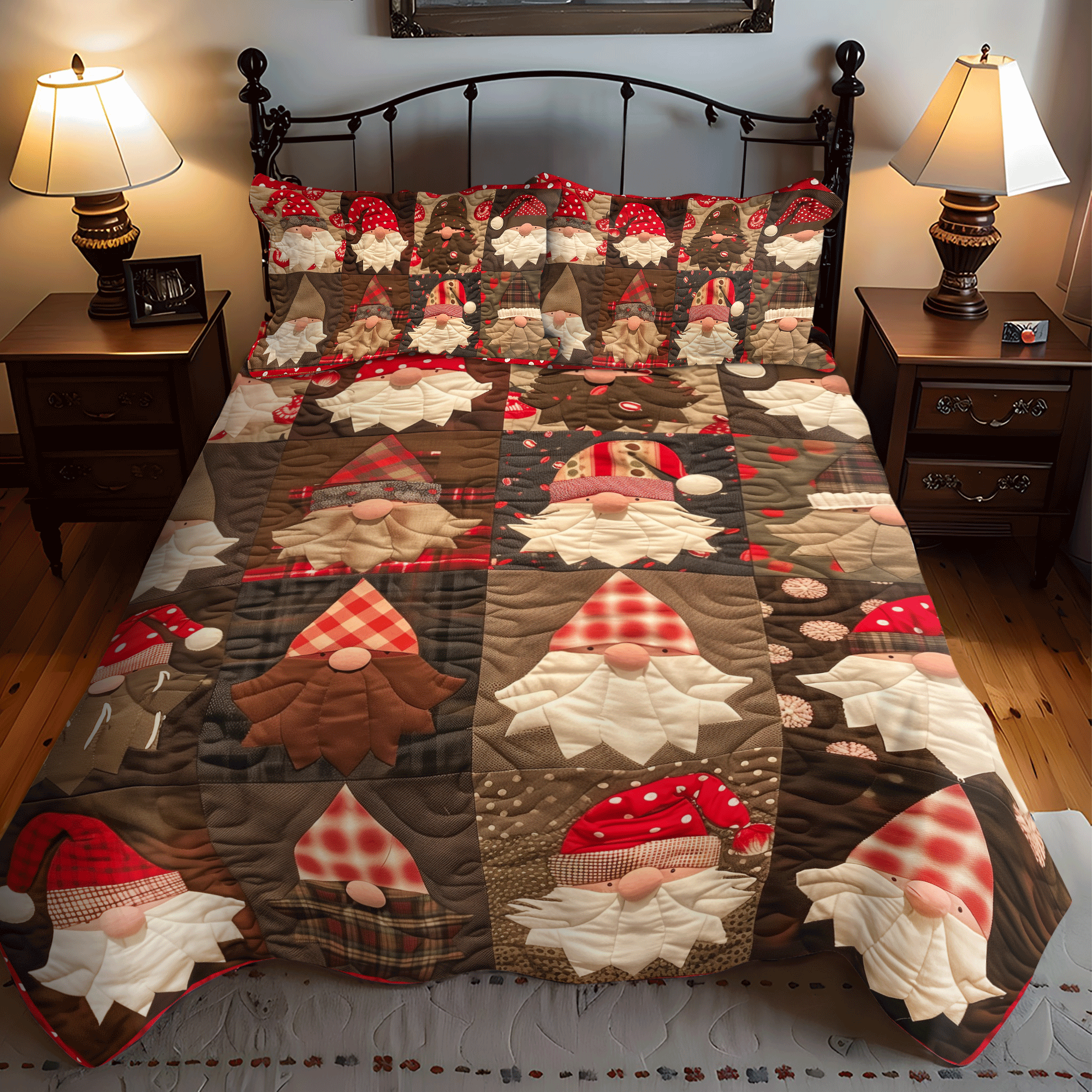 Gnome Family 3-Piece Quilted Bedding Set GFTONL5435 main image 1