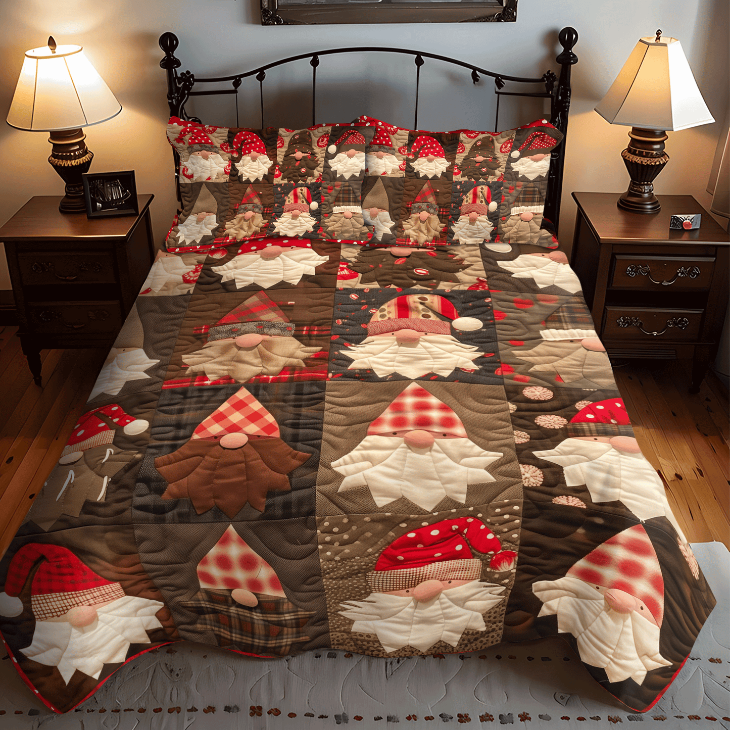 Gnome Sweet Gnome 3-Piece 3-Piece Quilted Bedding Set NCU0DV202