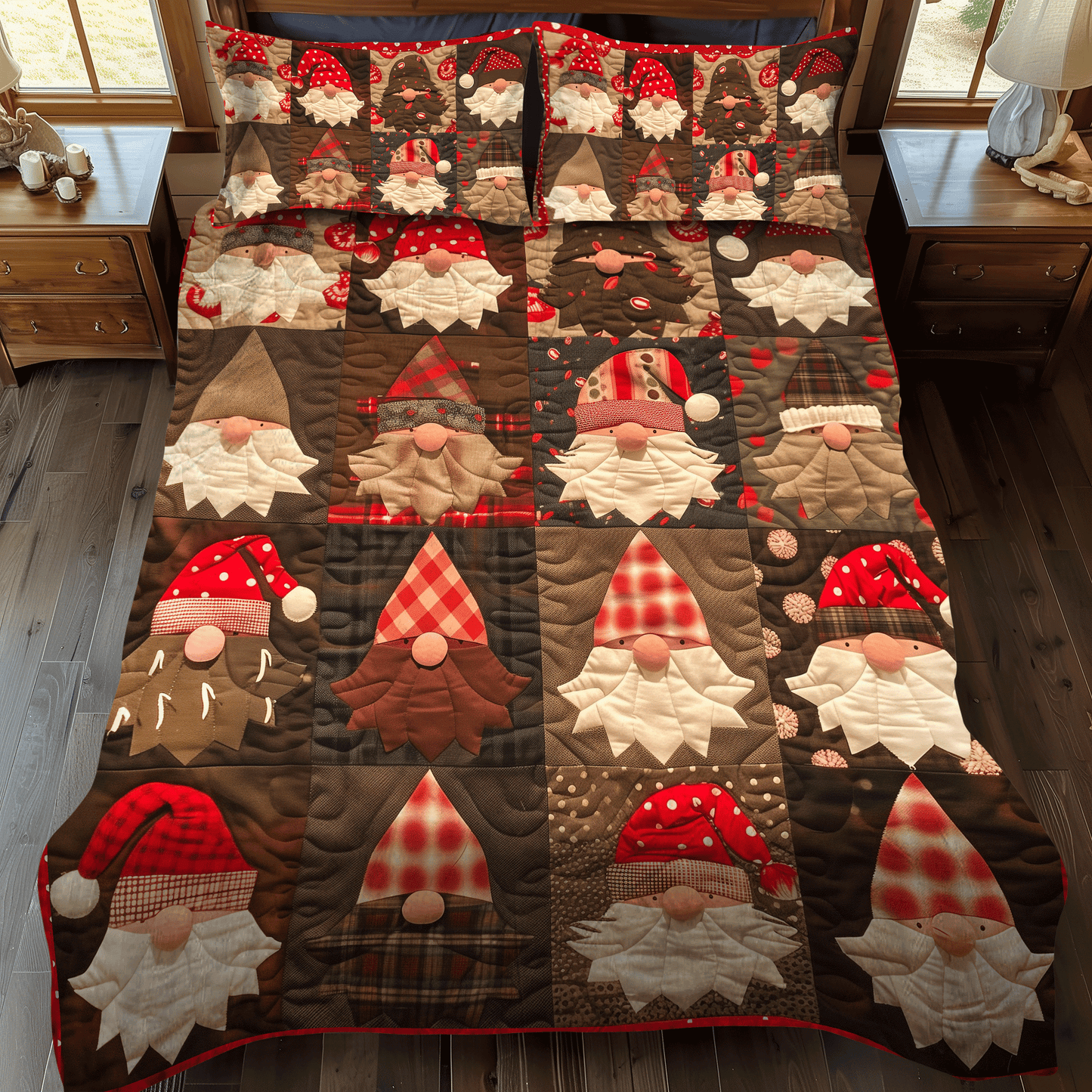 Gnome Sweet Gnome 3-Piece 3-Piece Quilted Bedding Set NCU0DV202