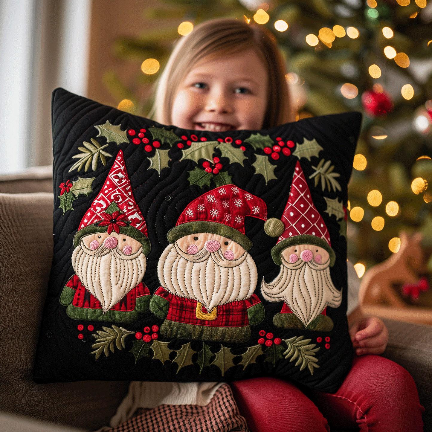 Gnome Christmas Spirit Quilted Pillow Case NCU0TH1112