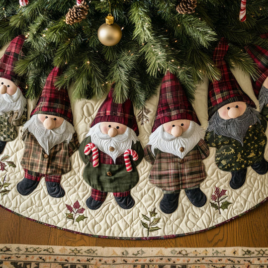 Gnome for the Holidays Quilted Christmas Tree Skirt NCU0PT1136