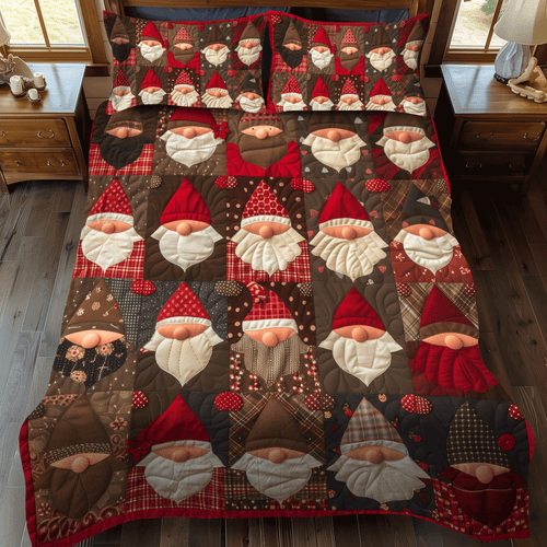 Gnome for the Holidays 3-Piece 3-Piece Quilted Bedding Set NCU0DV201