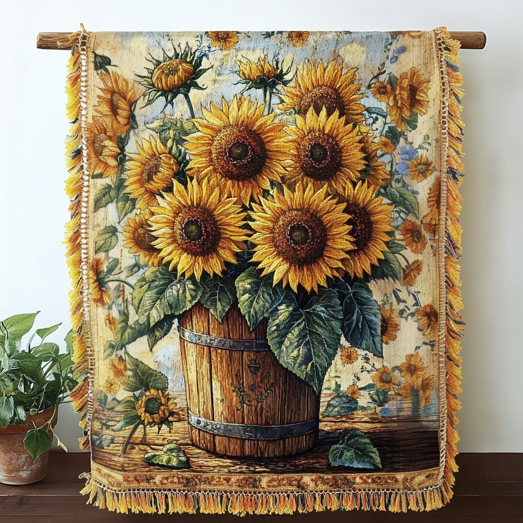Golden Bloom Woven Sofa Blanket NCU0DV3885