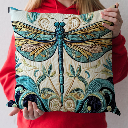 Golden Dragonfly Quilted Pillow Case NCU0NT3647