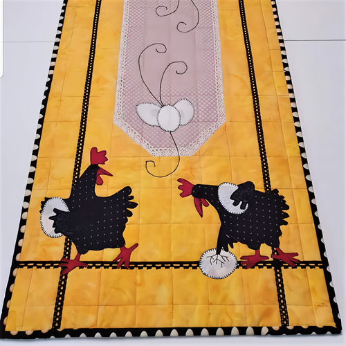Golden Fields Chicken Quilted Table Runner NCU0TH523