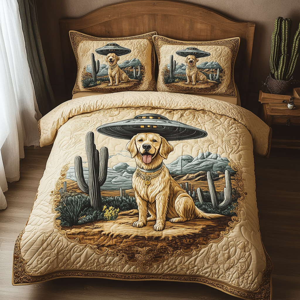 Golden Riverbend 3-Piece Quited Bedding Set NCU0NNT835