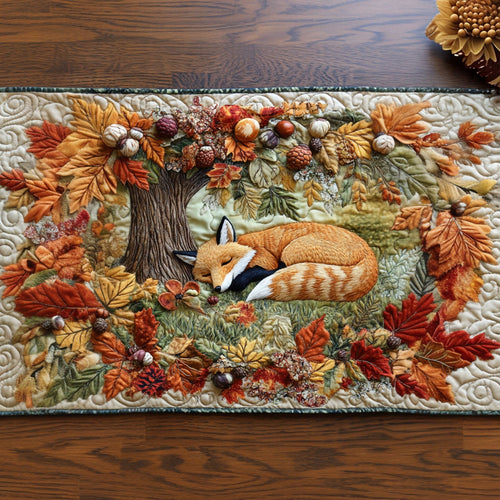 Golden Autumn Fox Quilted Table Runner NCU0PT8122