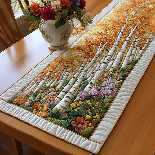 Golden Birch Grove Quilted Table Runner NCU0NT7080
