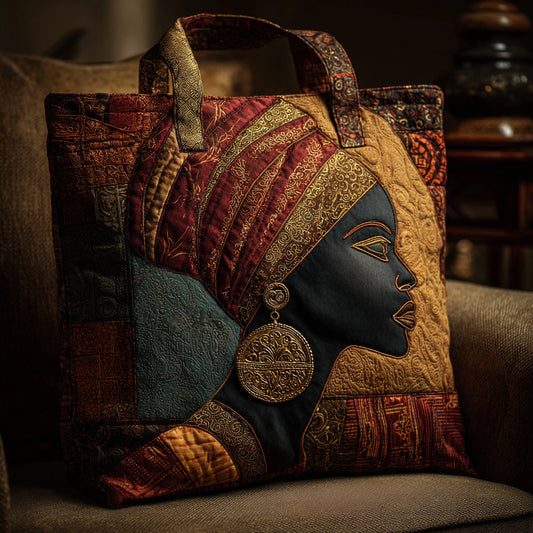 Golden Black Woman Quilted Tote Bag NCU0HH708