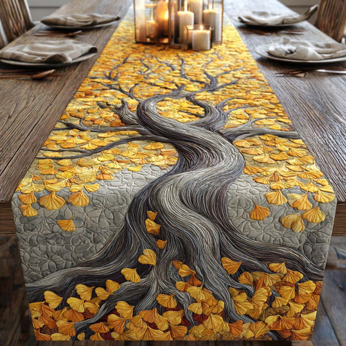 Golden Ginkgo Quilted Table Runner NCU0XD1105