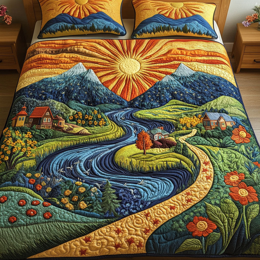 Golden Trails 3-Piece Quilted Bedding Set NCU0DV425 main image 1
