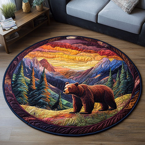 Golden Horizon Bear Quilted Round Mat NCU0PT5505