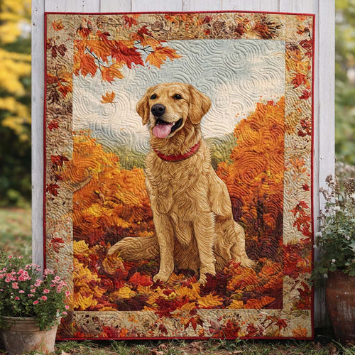 Golden Leaves Quilted Blanket NCU0NT8970