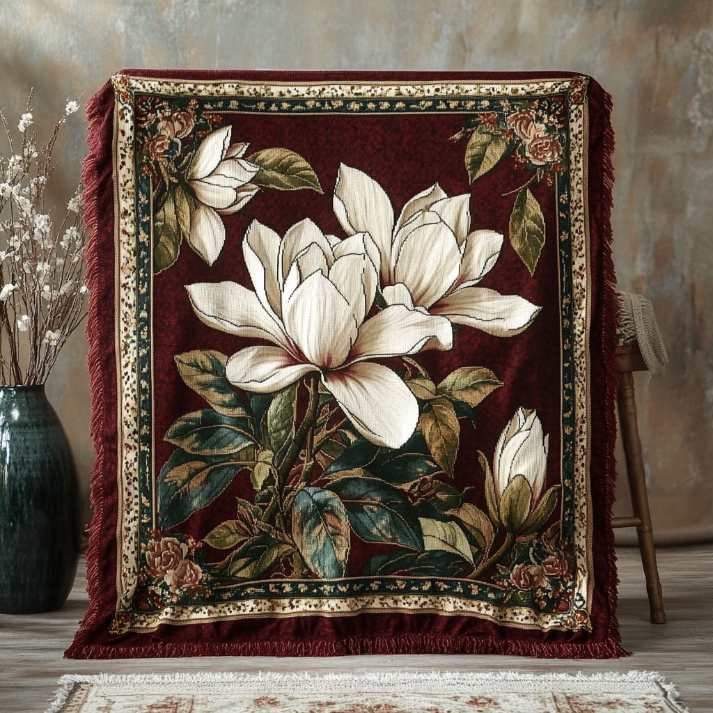 Golden Magnolia Dreams Woven Sofa Blanket NCU0PT5090