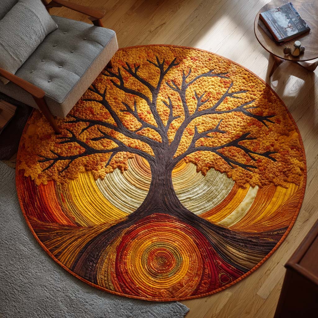 Golden Farm Fields Quilted Round Mat GFTOHD7629