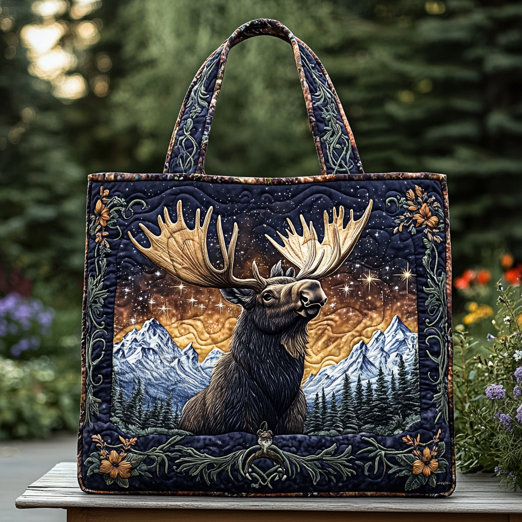 Golden Moose Quilted Tote Bag NCU0DK9787