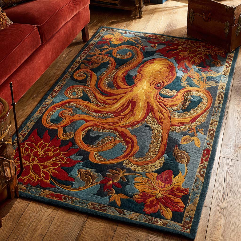 Golden Octopus Area Rug NCU0NT10045