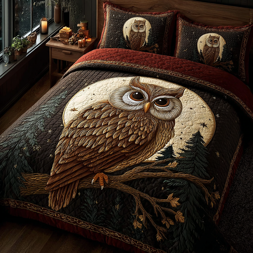 Golden Owl 3-Piece Quilted Bedding Set NCU0DK10485