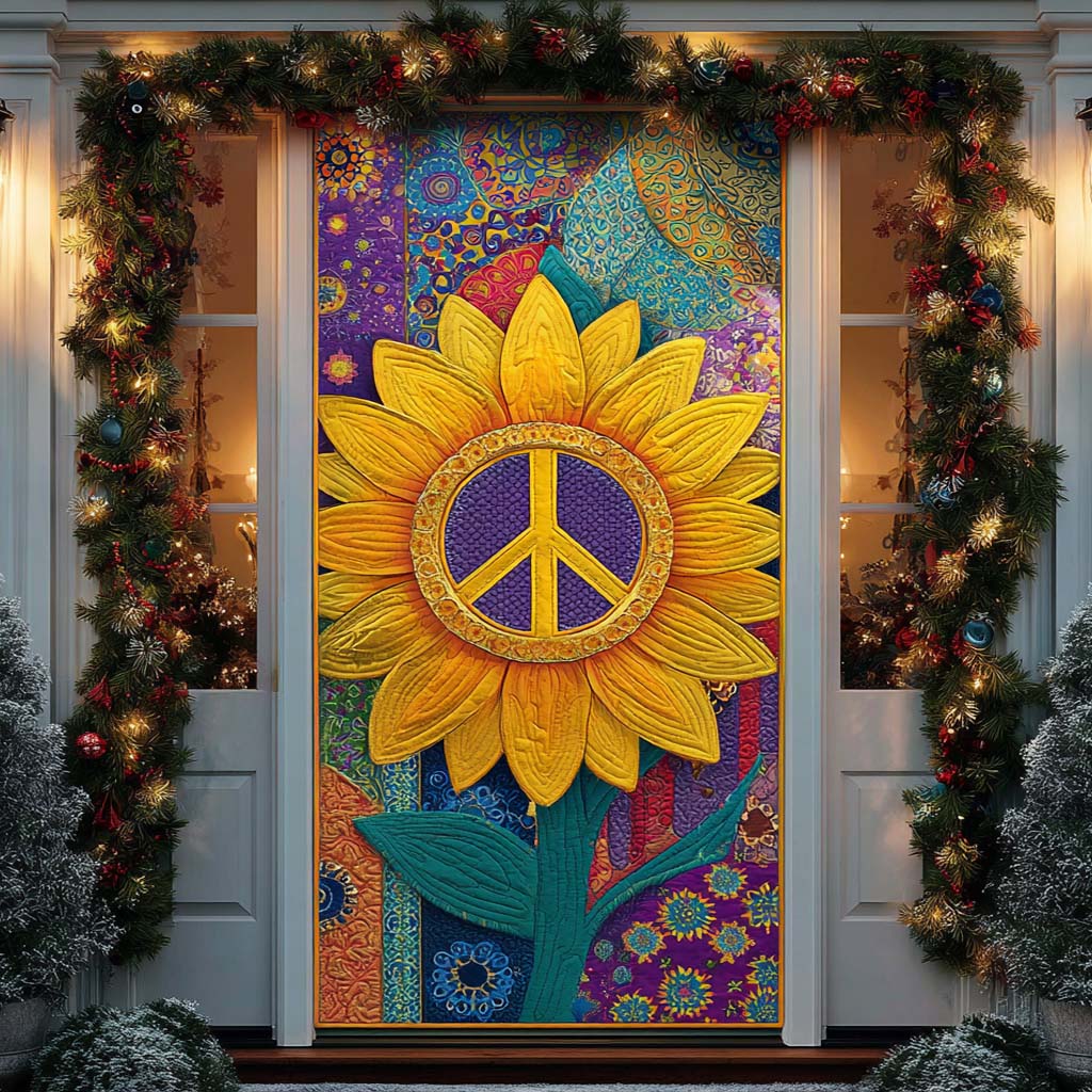 Golden Petal Harmony Quilted Door Cover NCU0XD1613