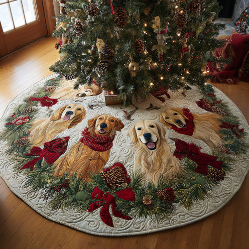 Golden Retriever Blessing Quilted Christmas Tree Skirt NCU0DV8116