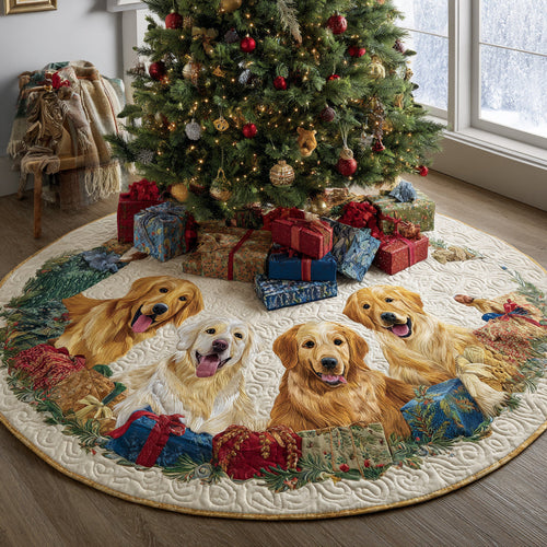 Golden Retriever Blessing Quilted Christmas Tree Skirt NCU0DV8157