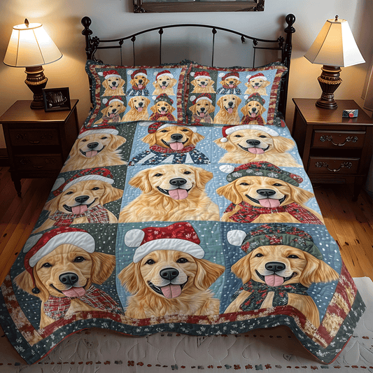 Golden Retriever Cheer 3-Piece Quilted Bedding Set NCU0TH1629