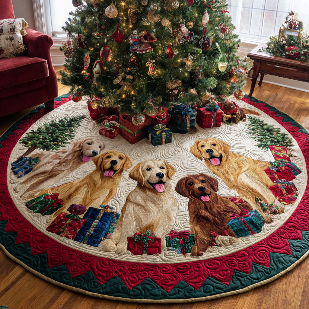 Golden Retriever Glow Quilted Christmas Tree Skirt NCU0DV8161