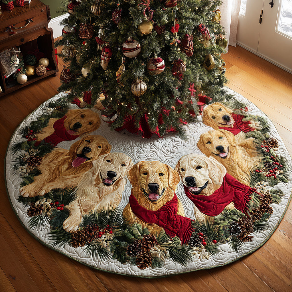 Golden Retriever Joy Quilted Christmas Tree Skirt NCU0DV8113
