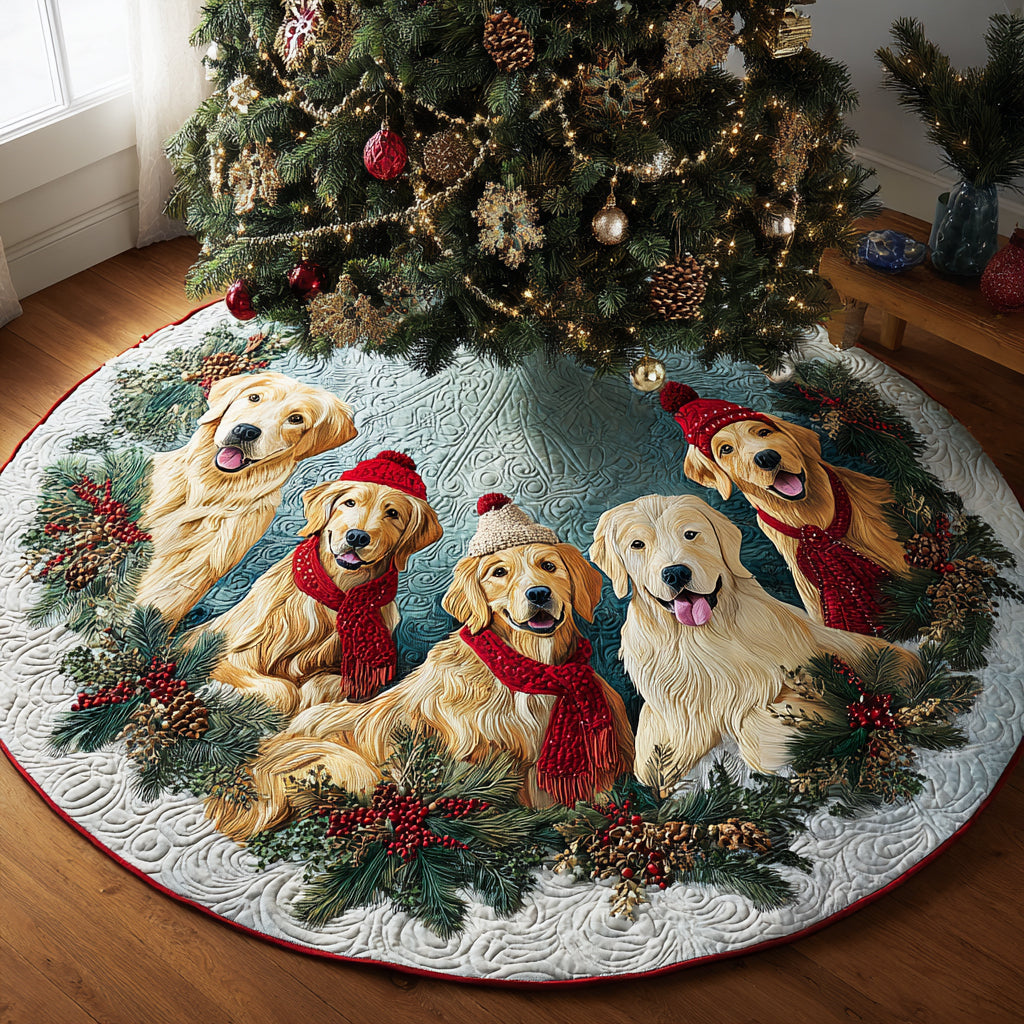 Golden Retriever Magic Quilted Christmas Tree Skirt NCU0DV8115