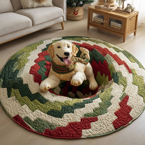 Golden Retriever Spiral Quilted Round Mat NCU0HH663