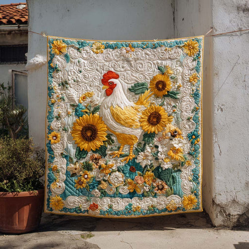 Golden Rooster Bloom Quilted Blanket NCU0NT9152