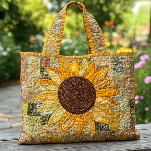Golden Sunflower Quilted Tote Bag NCU0DK9602