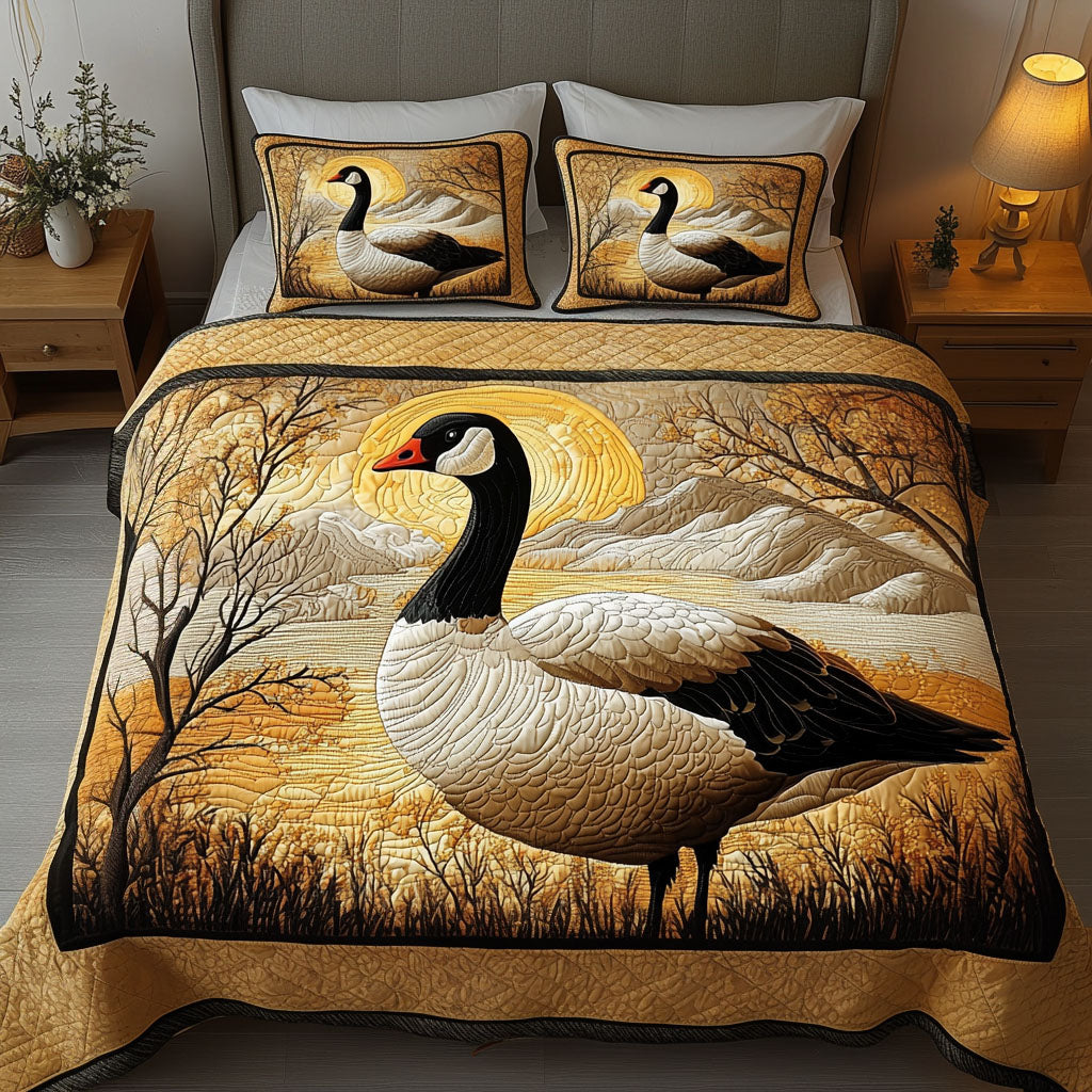 Golden Pine Star 3-Piece Quilted Bedding Set NCU0NTD617