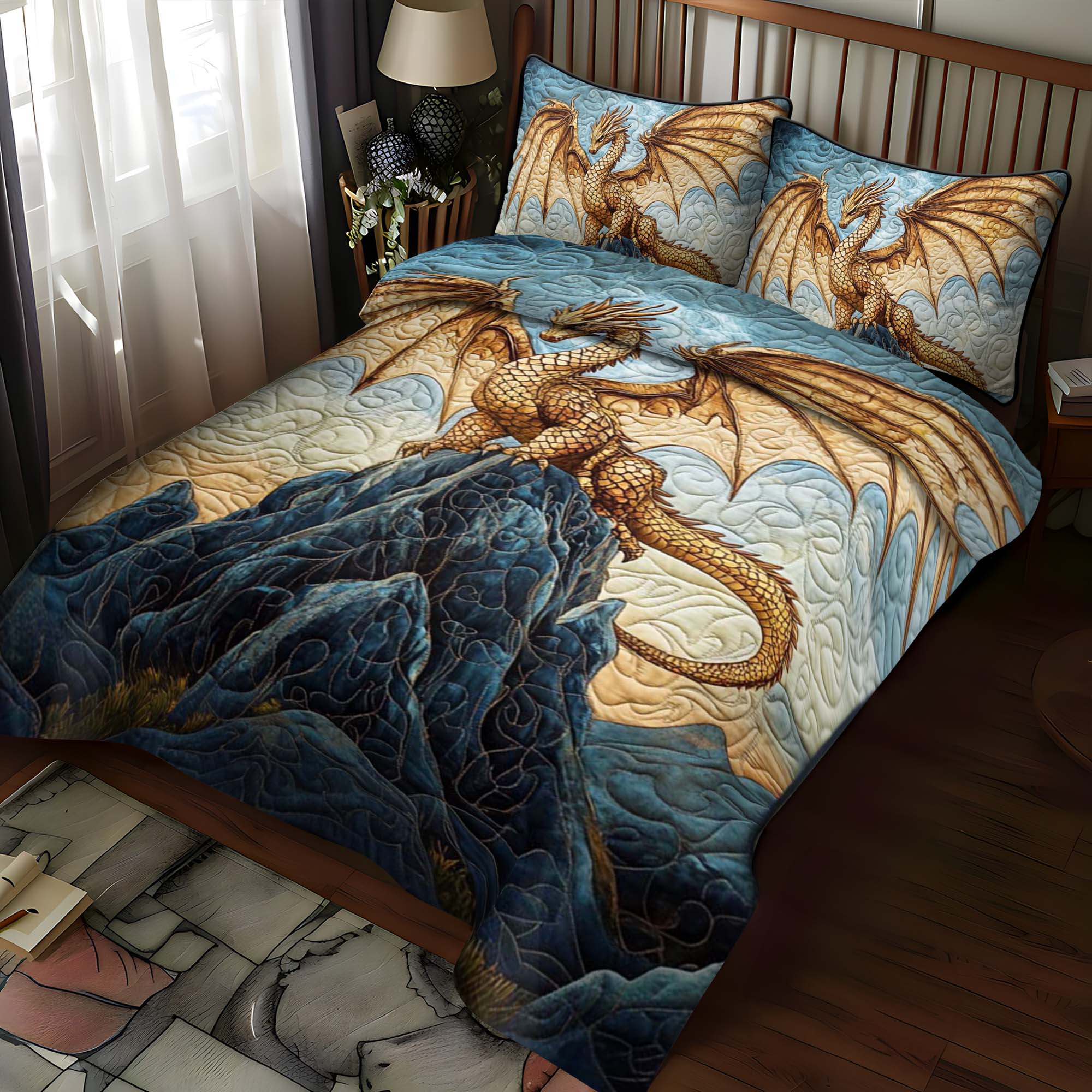 Gentle Golden Quilted Blanket NCU0PT606
