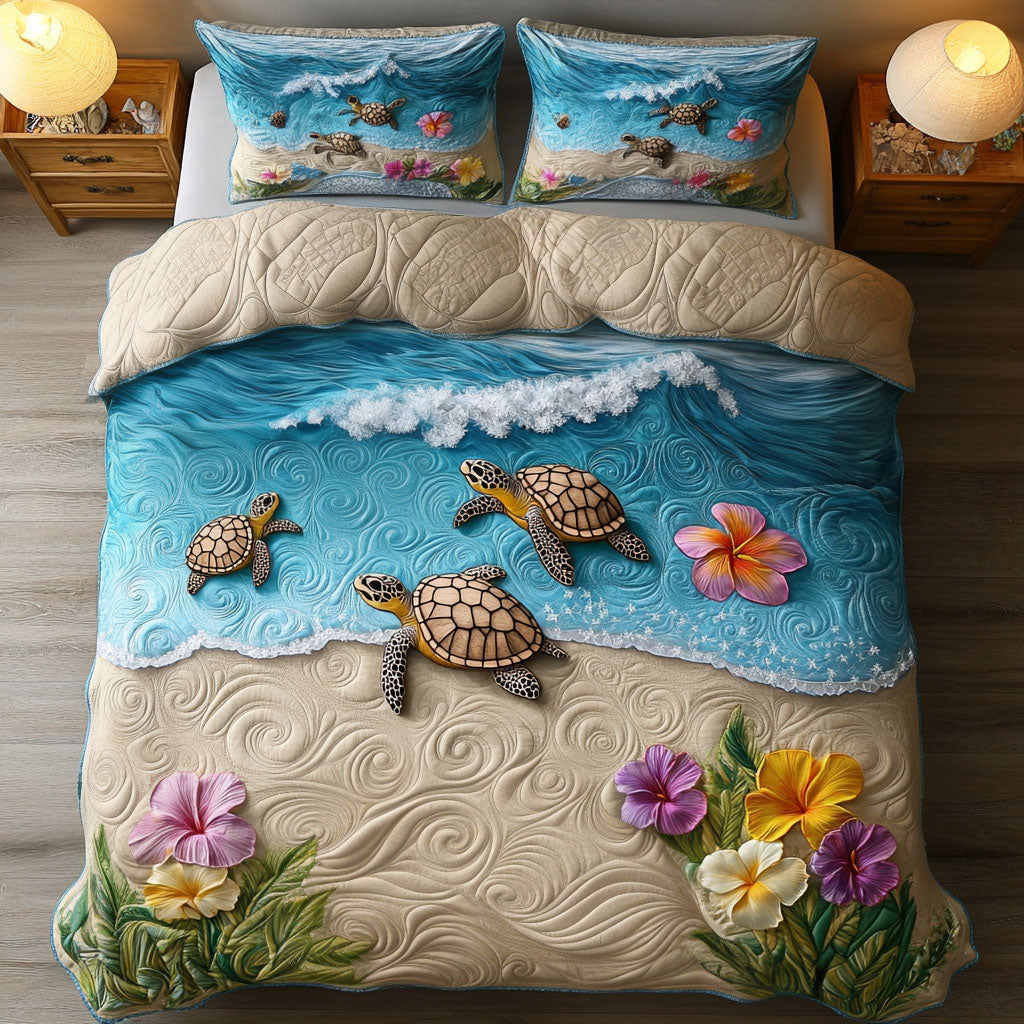 Golden Holiday Joy 3-Piece Quilted Bedding Set NCU0TH1624