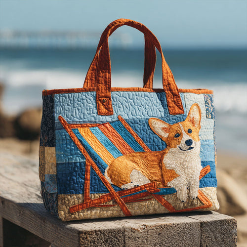 Happy-Go-Corgi Quilted Tote Bag NCU0PT9348