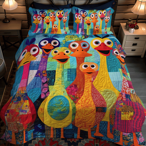 Happy Duck Village 3-Piece 3-Piece Quilted Bedding Set NCU0DV404