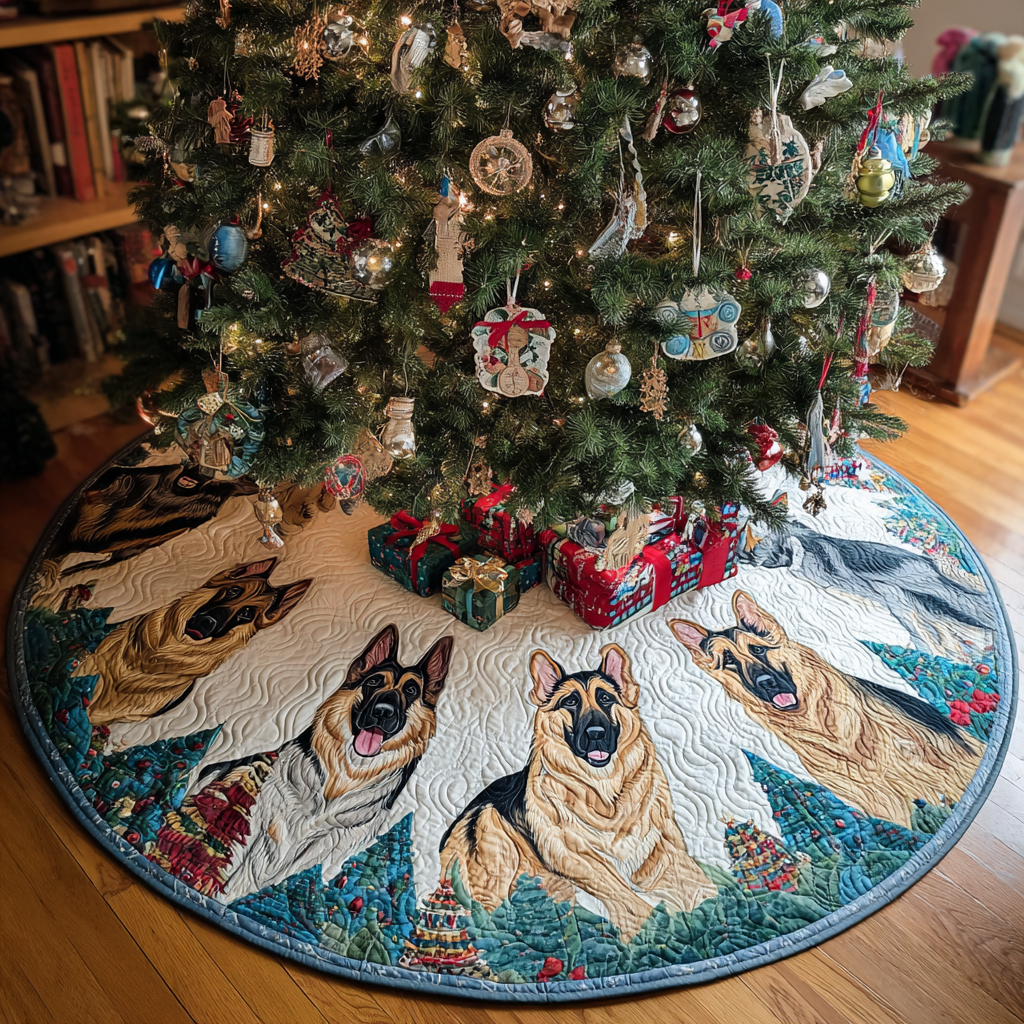 Happy German Shepherd Christmas Quilted Tree Skirt NCU0DK10759